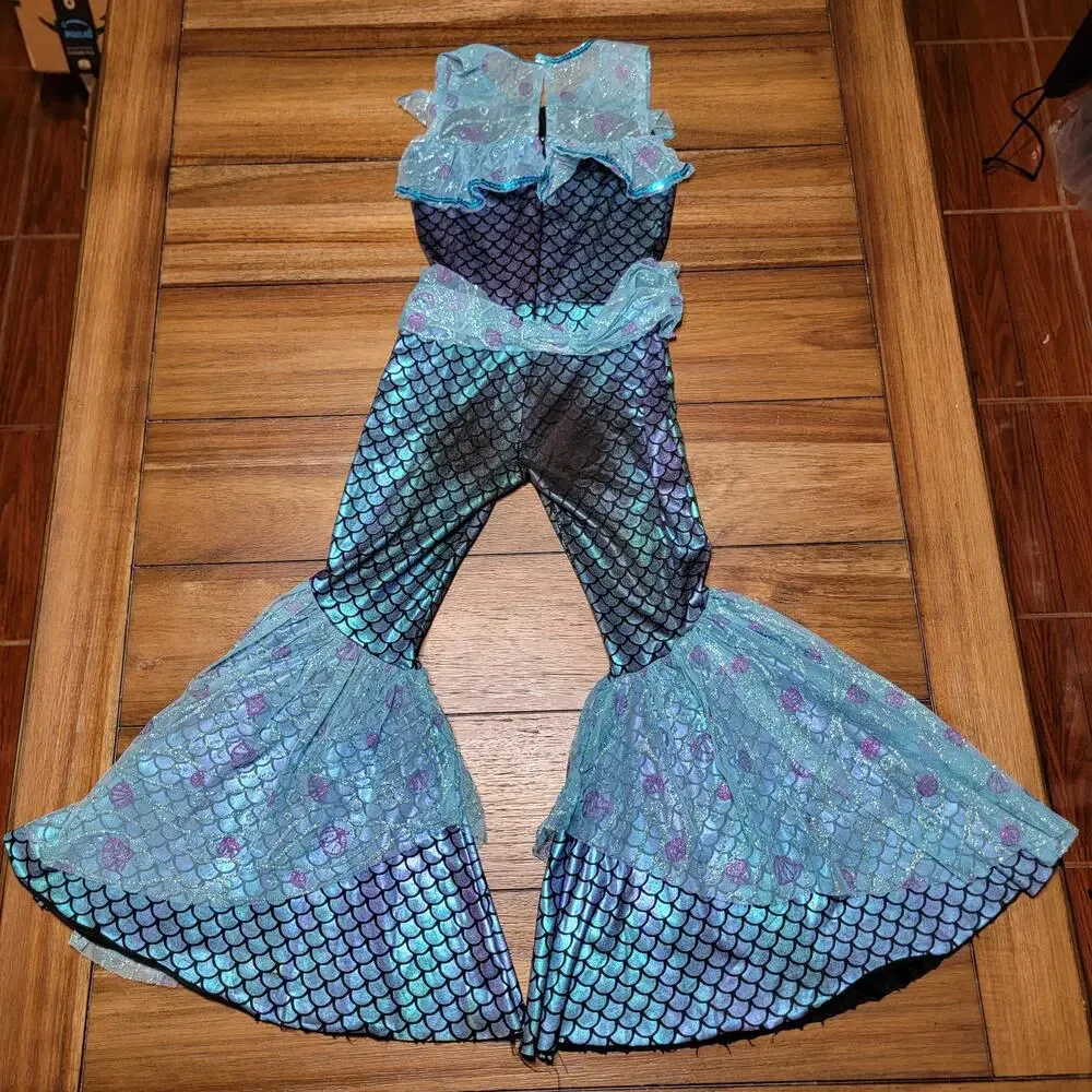 Spirit Halloween Girls Blue Mermaid Jumpsuit - Size Small - Picture 5 of 9